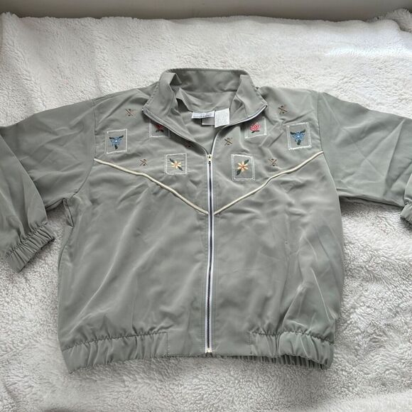 Bonnie Blain Jackets & Blazers - Bonnie Blain Women's Vintage Color Block Embroidered Bomber Jacket Size 12P